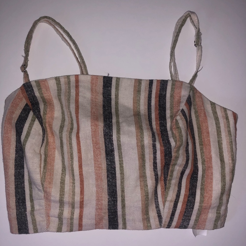 Cropped tube top with adjustable straps